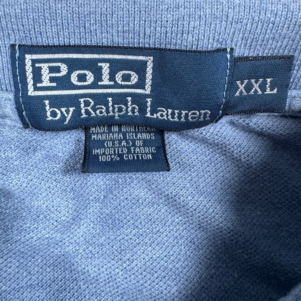 Polo Ralph Lauren Mens XXL Blue Heather Pique Short Sleeve Polo Shirt Pony VTG - Picture 4 of 9